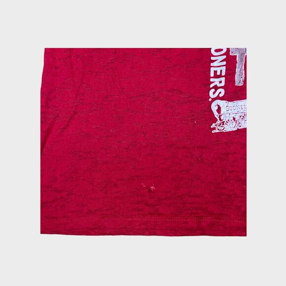 OU Vintage Y2K Red River Showdown Burnout Shirt | Medium | Fitted V-Neck Tee - Picture 4 of 5